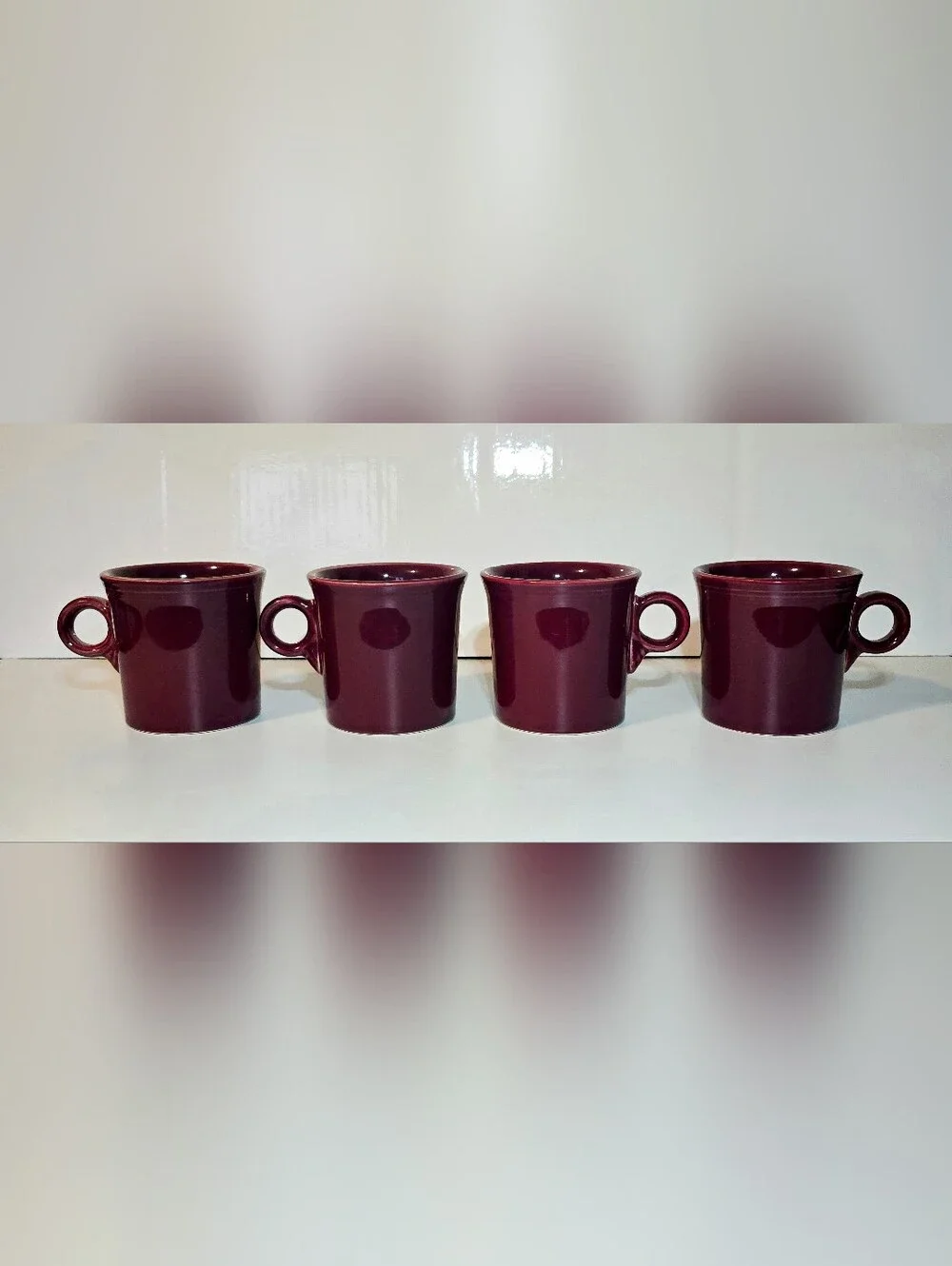 HLC Fiesta Cinnabar O-Ring Mug Set of 4 Retired Ceramic Fiestaware Cups